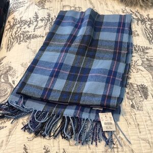 J. Crew Vibrant Blue and Pink Checkered Scarf